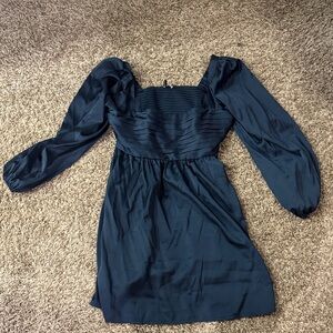 Abercrombie & Fitch Navy Long Sleeve Puff-Sleeve Dress